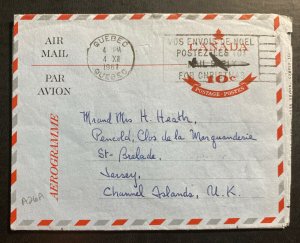 1967 Quebec Canada Air Letter Cover To Jersey Channel Islands England