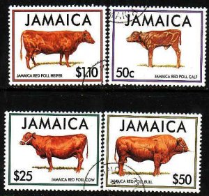 Jamaica-Sc#819-22- id8-used set-Animals-Cows-1994-