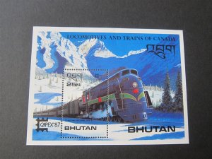 Bhutan 1987 Sc 605-6 Train MNH