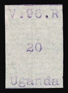Uganda 1896 20(c) violet on thin laid paper (copy of Friedl Cert) MLH. SG 47.