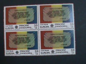 ​ANDORRA-SPAIN-1982 SC#144-EUROPA-REFORM OF INSTITUTIONS  -MNH BLOCK OF 4-VF