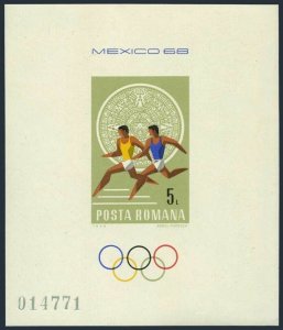 Romania 2038,MNH.Michel 2705 Bl.67. Olympics Mexico-1968.Running.