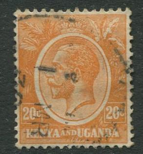 Kenya & Uganda - Scott 25 - KGV Definitive -1922 - Used- Single 20c Stamp