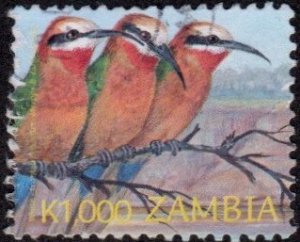 Zambia 1027 - Used - 1000k White-fronted Bee-eater (2003) (cv $0.45) (2)