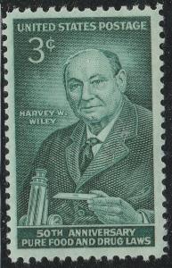 US 1080 Harvey W Wiley Pure Food and Drug Laws 3c single MNH 1956