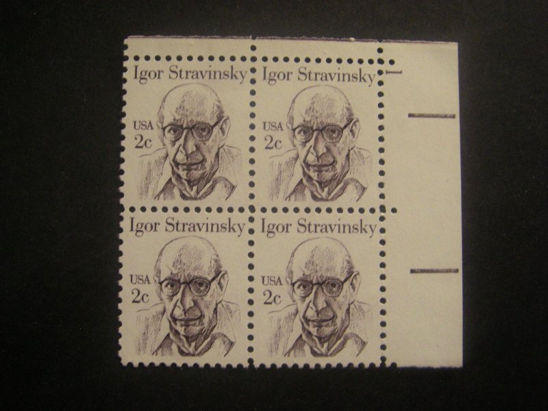 Scott 1845, 2c Igor Stravinsky, PB4 #1 UR, MNH Great American Beauty