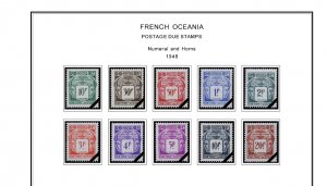 COLOR PRINTED FRENCH OCEANIA 1892-1956 STAMP ALBUM PAGES (27 illustrated pages)