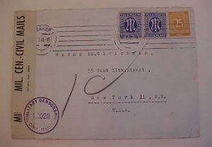 GERMAN AM #28 MIXED 2-7-1946 HAMBURG CENSORED COVER TO USA