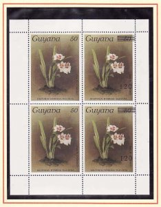 Guyana-Sc#1222,1704- id9-unused NH sheet of 4-two #1704 surcharged, 2 #1222 not