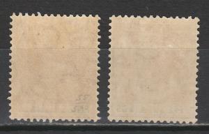 BAHAMAS 1912 KGV 5/- 2 DIFFERENT SHADES WMK MULTI CROWN CA