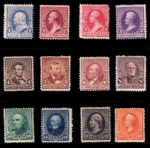 MOMEN: US STAMPS #219-229,219D SET MINT OG H LOT #82560