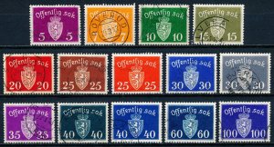 Norway #O33-O43  Set of 14 Used