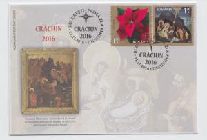 ROMANIA 2016 COVER Christmas Mary religion orthodox FIRST DAY flowers