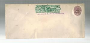 Mint Mexico Wells Fargo Express Mail Postal Stationery Envelope 20c  Europe rate