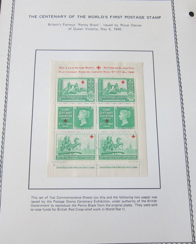 United Kingdom 1940 Red-cross Centenary Exhibition sheets page
