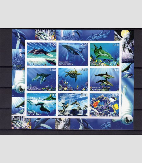 TAJIKISTAN 2000 Marine Life Sheet (9) Imperforated mnh.vf