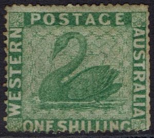 WESTERN AUSTRALIA 1861 SWAN 1/- WMK SWAN PERF 14 - 16 PART GUM