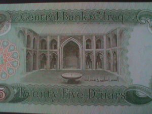 ​IRAQ-CENTRAL BANK OF IRAQ-25 DINARS-UN CIRCULATED-SMALL HORSES BANK NOTE-#4