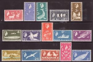 SOUTH GEORGIA 1963 SET SG1 to 15 superb lightly hinged