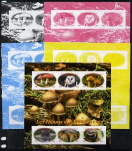 Chad 2012 Owls & Mushrooms sheetlet containing 6 valu...