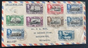 1943 Port Stanley Falkland Island Airmail Cover To Marlborough England Sc#91