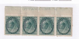 CANADA # 75 VF-MH 1cts PLATE 1 STRIP OF 4 NUMERAL JUBILEE ISSUES CAT VALUE $320
