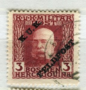 AUSTRIA; KUK FELDPOST Optd. on F. Joseph issue fine used 3h. value