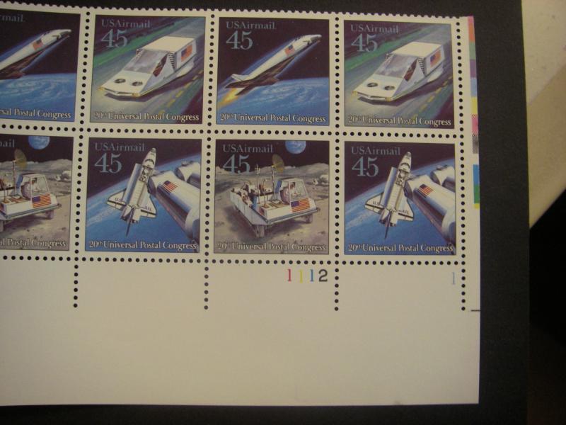Scott C125a, 45c Futuristic Mail Delivery, PB16 #1112 1 LR, MNH Airmail fold