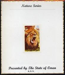 Oman 1974 Zoo Animals (Lion) imperf (4b value) mounted on...