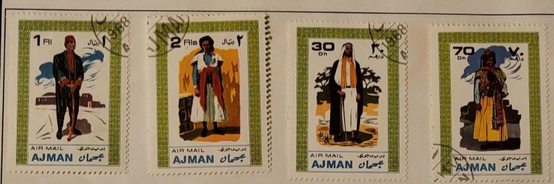 UAE Stamp Collection Dubai, Fujeira Airmail Paintings Ajman Military Uniform Set