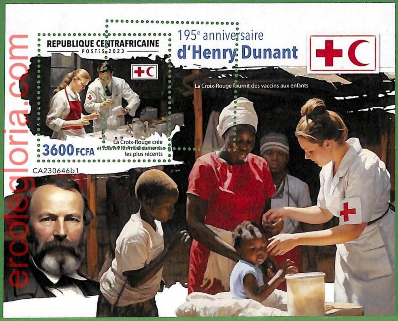 B1261 - Central African - MISPERF ERROR Stamp Sheet - 2023 - Red Cross-