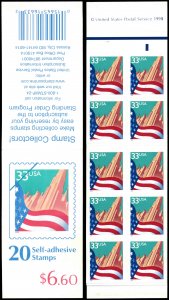 US Sc BK276 3279a MNH COMPLETE BOOKLET - 1999 33¢ City Flag - 20 stamps