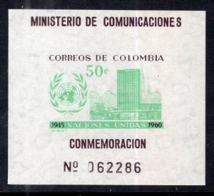 Colombia 725 United Nations Souvenir Sheet MNH VF