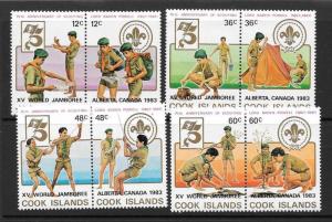 COOK ISLANDS SG875/82 1983 XV WORLD SCOUT JAMBOREE MNH