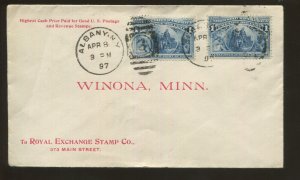 1897 Albany New York to Winona Minnesota US Stamp #230 on Postal Cover