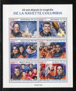 CENTRAL AFRICA 2023 20th ANN OF COLUMBIA SPACE SHUTTLE DISASTER SHEET MINT NH