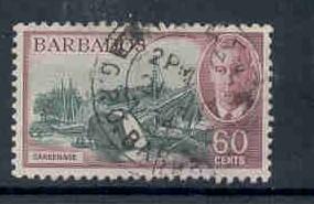 Barbados Sc 225 1950 60c G VI & Careenage stamp used