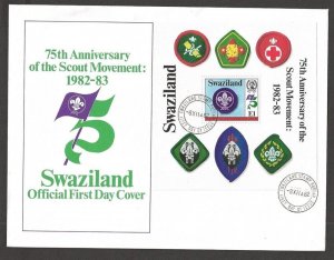 1982 Swaziland Boy Scouts 75th anniversary SS FDC