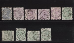 Great Britain Sc #98-107 (1883-4) Queen Victoria Wmk Crown Set VF Used