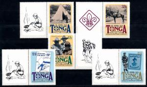 [66778] Tonga 1982 Scouting Jamboree Pfadfinder with Large Labels Self Adh. MNH