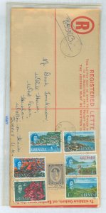 Grenada  1951 6c reg. envelope, H2 size, used to UK 1959