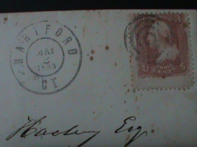​UNITED STATES-1861-SC#  64- WASHINGTON COVER-FANCY CANCEL-VF 163-YEARS OLD-