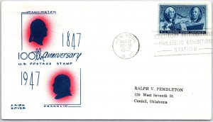 U.S. FIRST DAY COVER US POSTAGE STAMP CENTENARY INTL PHILATELIC EXHIBITION 1947