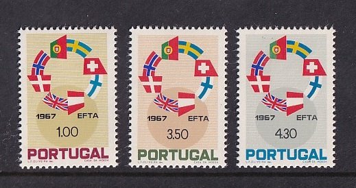 Portugal  #1011-1013   MNH  1967  European free trade association