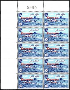 1961 Herm Island Cinderella 6 Pence Pence Europa 1961 Overprint Block/10