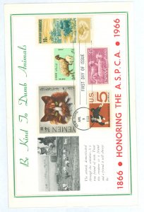 US 1307 Humane Treatment of Animals, Hammond FDC Maxi Card Combo with 4 Foreign Issues