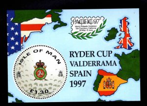 ISLE OF MAN  MNH** Scott 756 Ryder Golf Cup souvenir sheet
