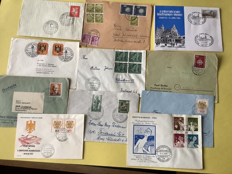 Germany 11 vintage  postal stamps cover items Ref A589