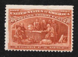 239 Unused, 30c. Columbian, Hinge Remnant, O.G,  scv: $225, Free  Ins. Shipping