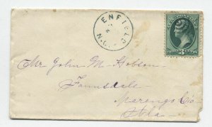 1870s Enfield NC 3ct banknote cover green postmark [H.1284]